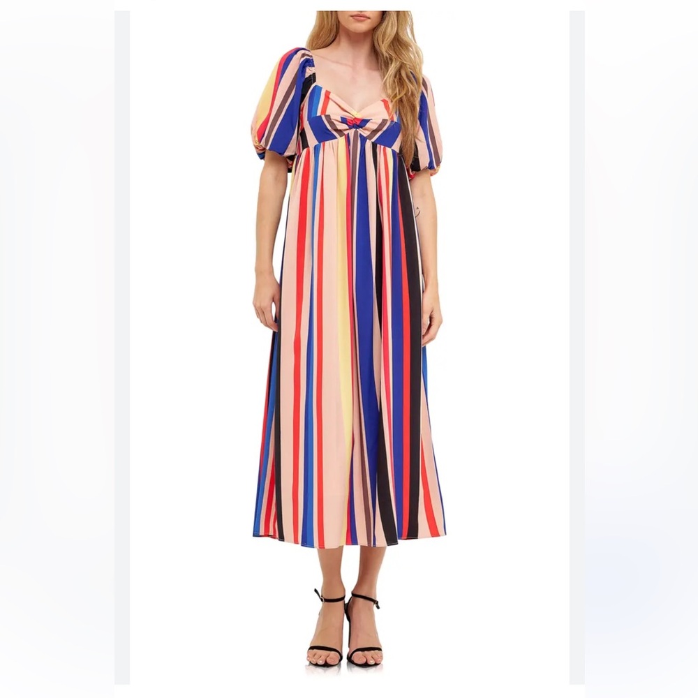 English Factory Colorful Striped Midi Dress Size XSMALL